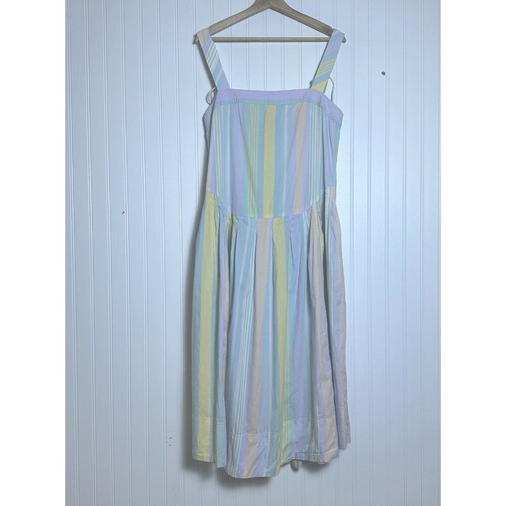 Free People Primavera Pastel Combo Stripe Midi Dress Cotton Size M Casual Travel - Picture 5 of 9